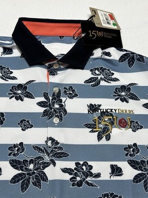 Kentucky Derby Puma Polo 150th 2024 Striped Floral Mens Medium Wicking Stretch