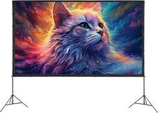 Projector Screen with Stand, 150 inch 16:9 4K 1080 HD Outdoor Movie Screen with 