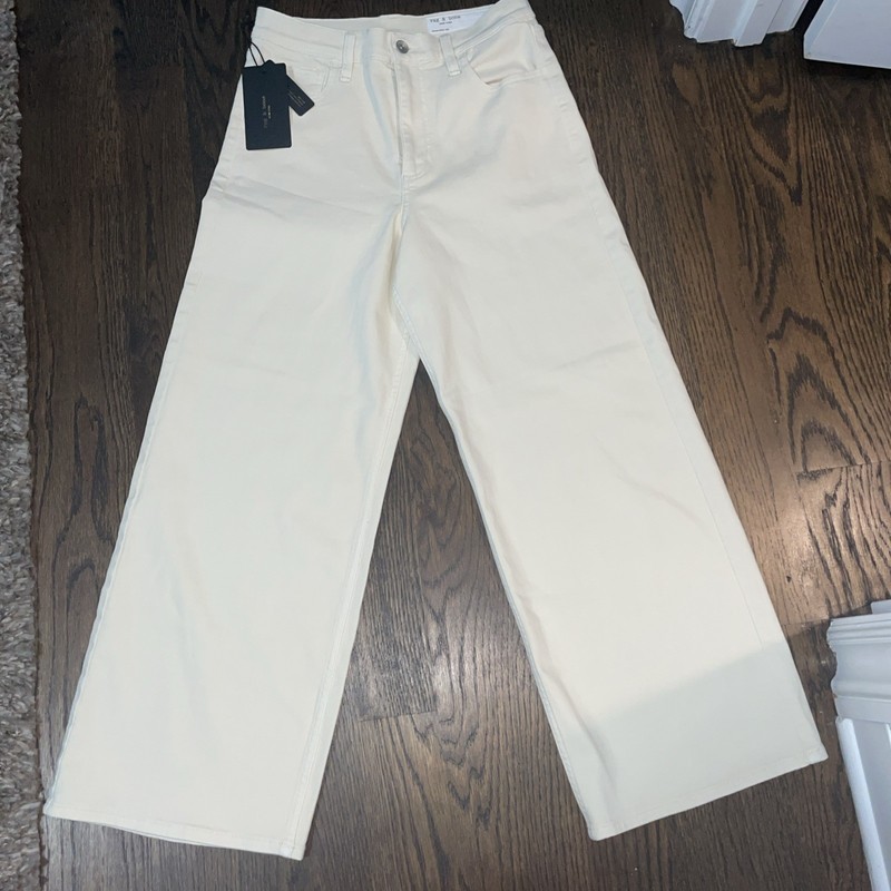 Rag & Bone Annie Wide Leg Jeans Crème Size 28
