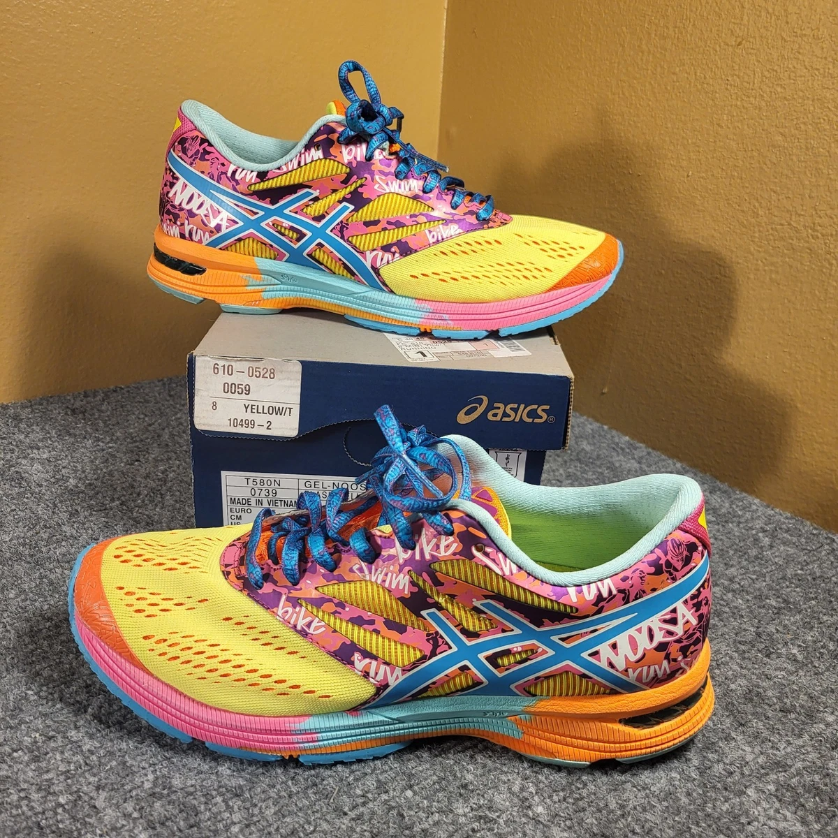 Asics Noosa Blue & Neon Yellow Gel-Tri 9 Running Shoes Men\'s Size 6 Women\'s 8.5 ASICS GEL-Noosa Athletic Shoes for Women for sale | eBay main image 2