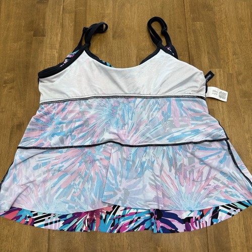 Maxine of Hollywood tankini 20W colorful abstract geometric artsy layered ruffle - Picture 5 of 10