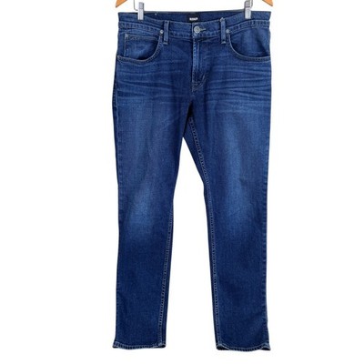 Hudson Blake Slim Straight Jeans Mens 34x33 Genn Blue NM275ZZAW Stretch Denim