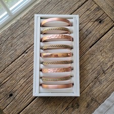 9 Pack Solid Copper Magnetic Bracelet Arthritis Pain Therapy Cuff With Display