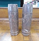 Pair of Vintage WW1 Trench Art Bullet 2PR Shells 1914 European War Vases 5"