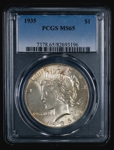 1935 PEACE DOLLAR - MS65 PCGS - BRILLIANT LUSTER - BEAUTIFUL RARE COIN - #368