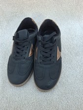 CLAUDIA GHIZZANI BLACK LEOPARD HEEL TRAINERS BRONZE PANEL SNEAKERS UK 6