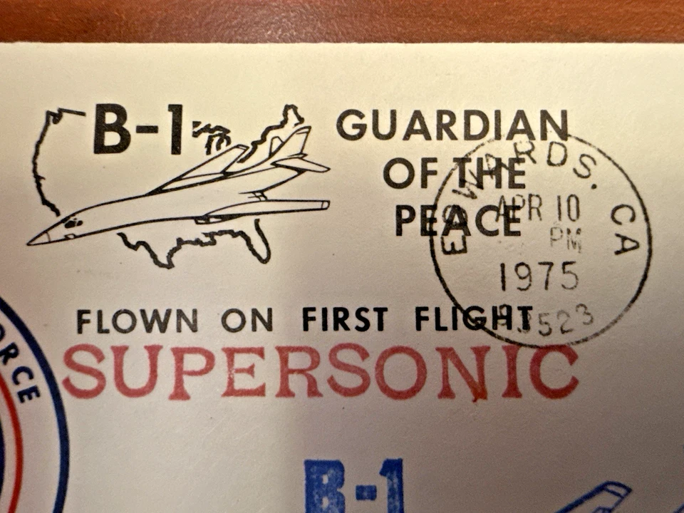 B-1A First Flight Cover 1975 Edwards AFB Signed Charles C. Bock Jr + 2 Rockwell - Image 4 of 4