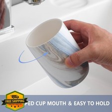 Blue Marble Ceramic Toothbrush Holders Set 2 for Bathroom Counter