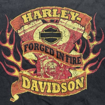 Vintage Y2K Harley Davidson Forged In Fire Flame Long Sleeve T