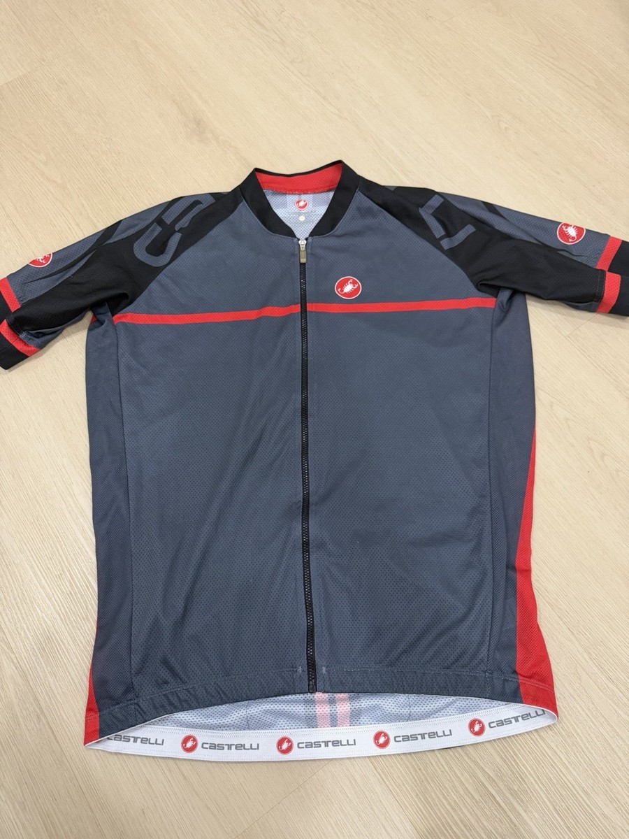 Men's Castelli Cycling Full Zip Jersey Gray Black XXL | eBay