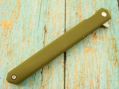BIG SLIM STEEL DEFENSE GREEN G10 LINERLOCK FOLDING TANTO FLIPPER POCKET KNIFE EC