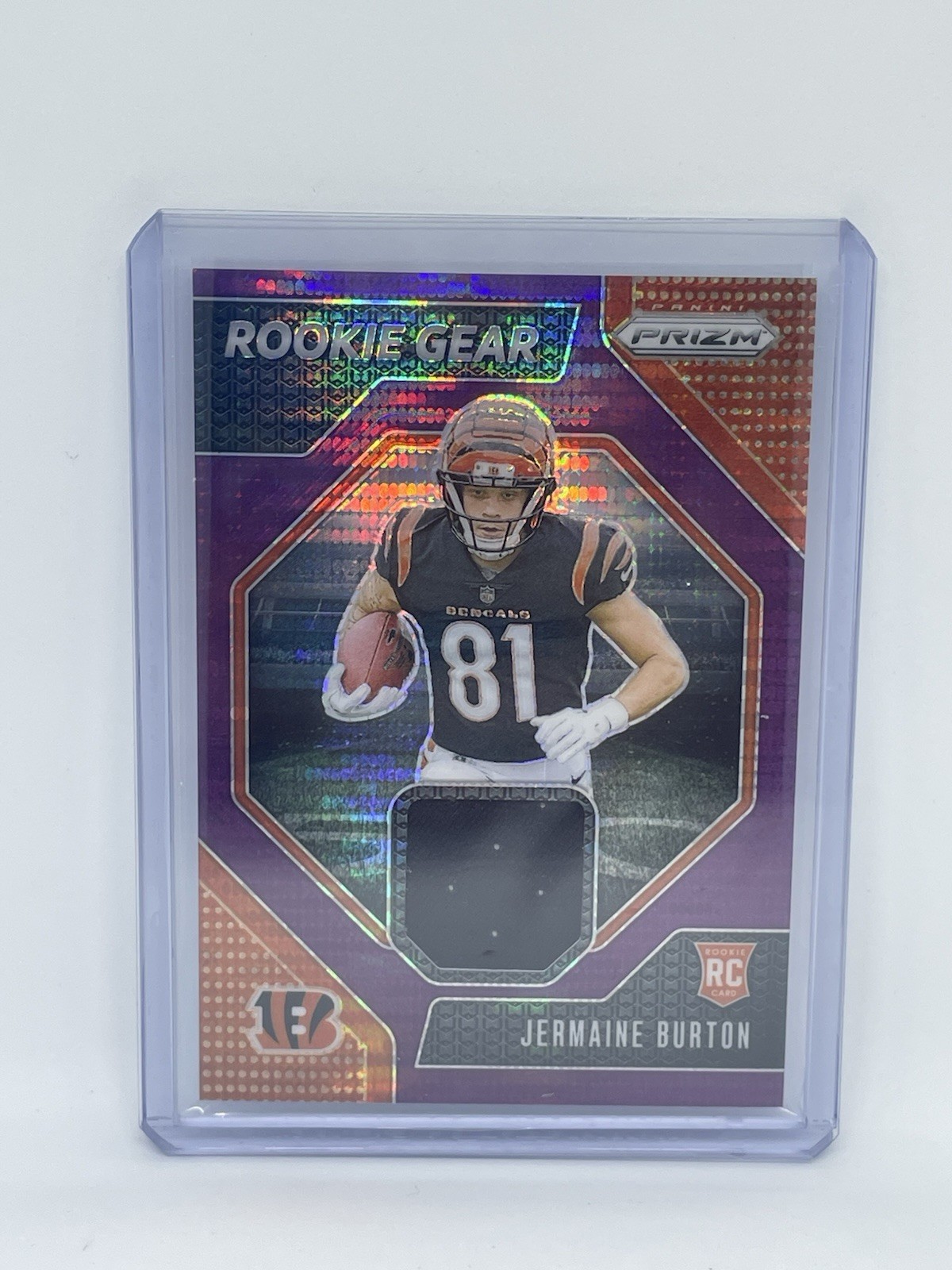 2024 Panini Prizm - Rookie Gear Jermaine Burton #RG-JBN Purple Pulsar Prizm RC