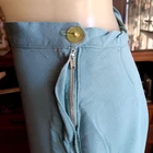 True Vintage 1960's  sz 4  26"  Skirt TIEL BLUE/GRAY SLINKY RAYON HANDMADE Midi