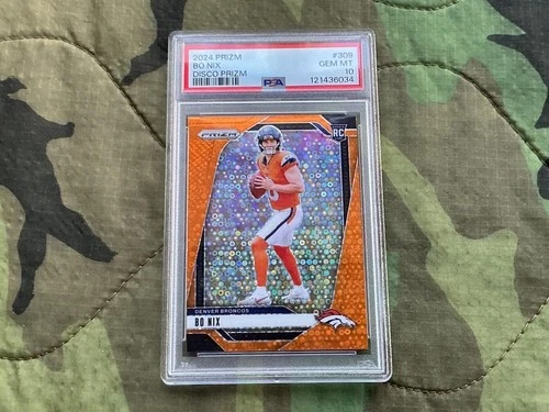 Bo Nix Panini Orange Disco PSA 10 Color Match Denver Broncos NFL Football Card
