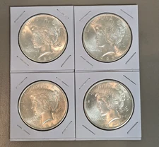 1921-1935 90% Si lv er Peace Dollars Lot of 4 Uncirculated Mixed Dates✈️ US