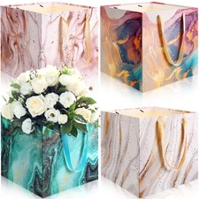 4 Pcs Extra Large Gift Bag, 11.8 Inch Square Marble Large Wedding Huge Birthd...
