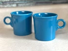 Fiesta HLC USA Ring Handle Mugs Set of 2 Blue Turquoise Tom Jerry Coffee Cups