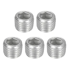 5Pcs Socket Pipe Plugs, NPT 1/16"Stainless Steel Hex Thread Pipe Caps, Silver