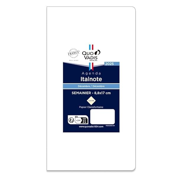 Quo Vadis 2026 Edition Italnote Diary Refill (Weekly Left, Starting December FS