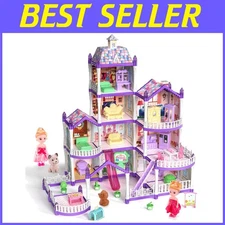 Purple Princess Doll House Set with 60+ Accessories
