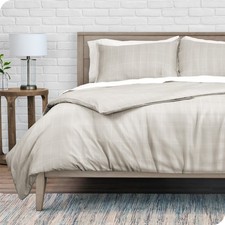 LOT OF 50 Microfiber Duvet Cover Set Twin/Twin XL, Grid-Stone/White SOLD AS IS