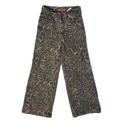 Judy Blue Jeans Womens 0/24 Brown High Rise Retro Wide Leg Leopard Denim Stretch