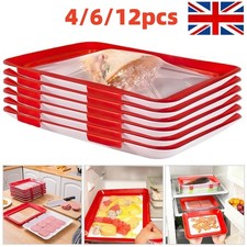 4/8/12 PCS Stretch Fresh Storage Vacuum Reusable and Stackable Food Storage Tray