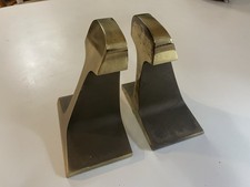 Vintage Mcm Railroad Track Bookends. Heavy, Gold Plate, Authentic Track