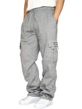 Men's Cargo Sweatpants Cotton Fleece Loose Fit Casual Jogging Hiking Pants Op...