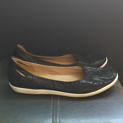 Ballerines confortables Clarks Collection coussin doux noir métallisé peau de serpent - Photo 3/6