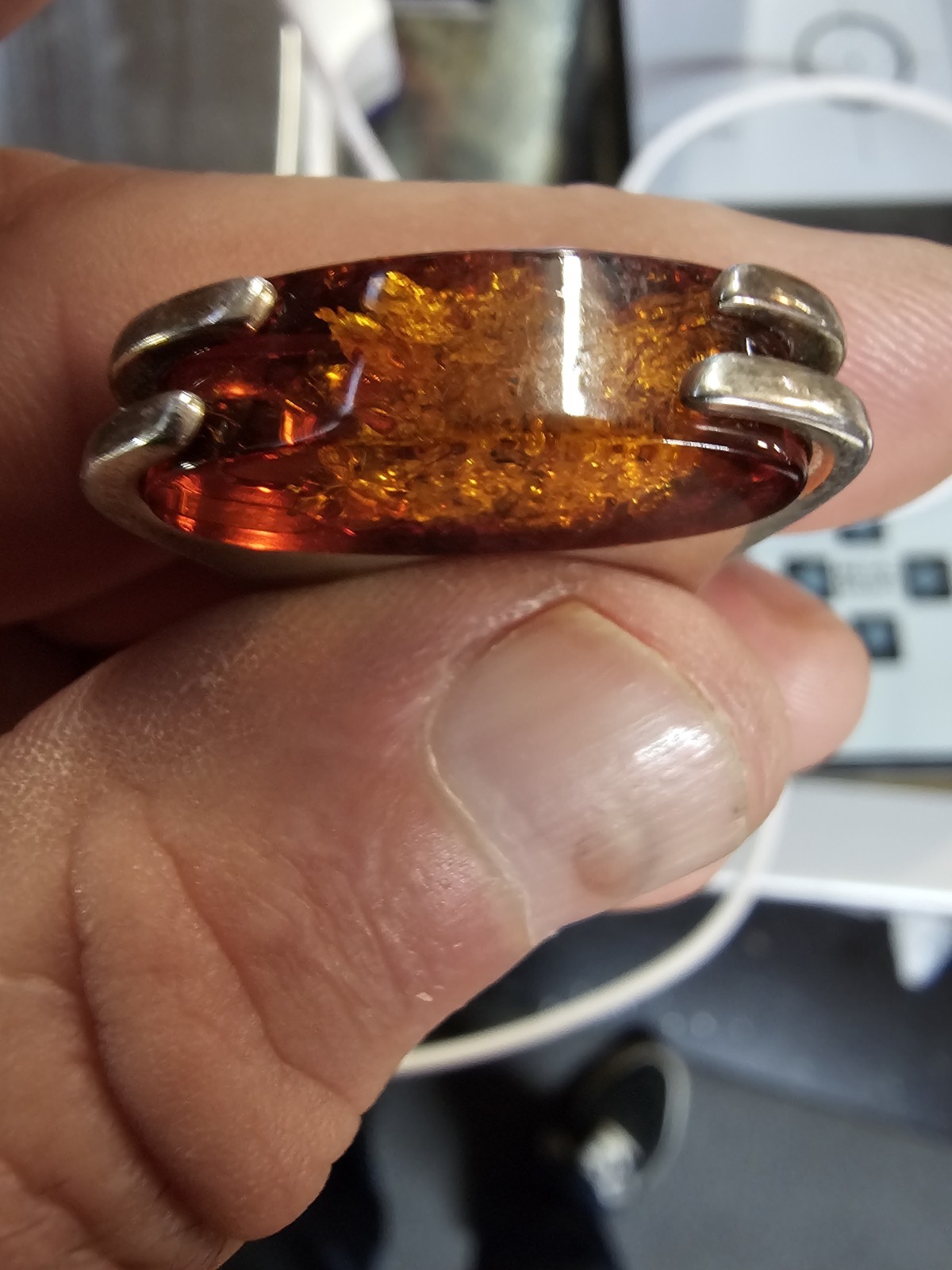 925 Silver Ring With Amber Setting - image 3