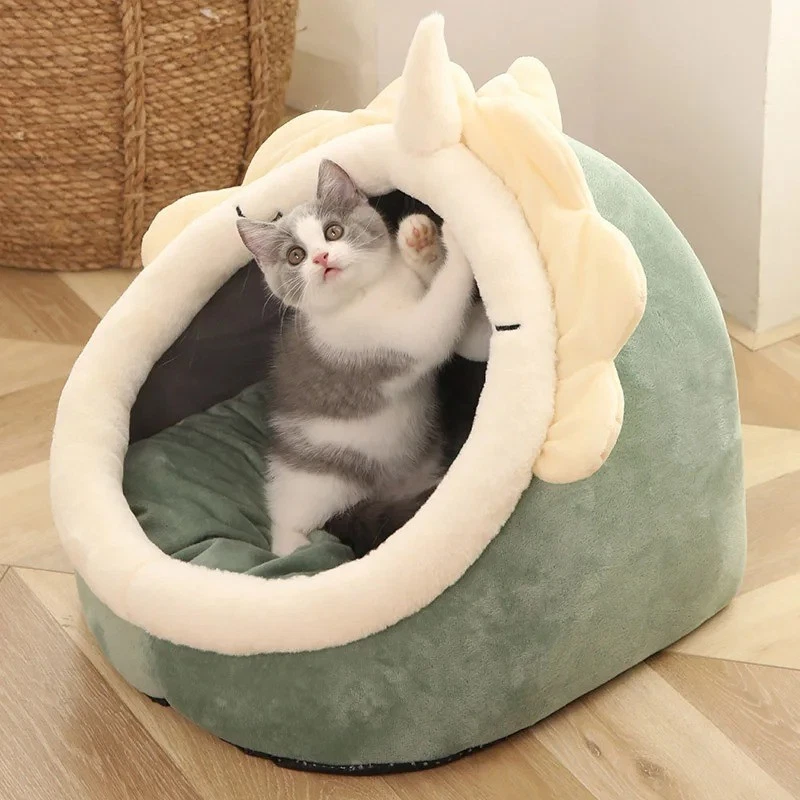 Deep Sleep Cat Bed Cartoon Pet Bed Foldable Removable Washable Pet Sleeping Bed