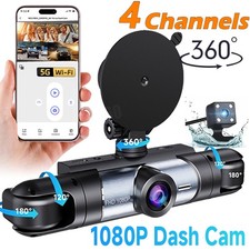 360  4 Channel HD Car Dash Cam Front and Rear Inside Left Right  Camera W/APP