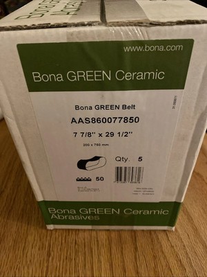 Bona Green Ceramic Abrasives 7 7/8 x 29 1/2 50 Grit Sanding Belts Pack of 5