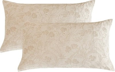 SOULFUL Leinen Kissenbezug 40x80 Baumwolle,Jacquard Boho Textur Kissenbezüge 2