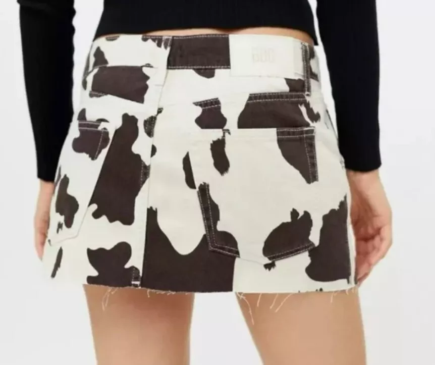 Cow print jean skirt cheap