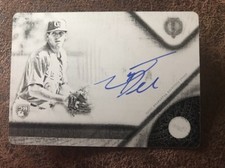 Jose De Leon 2017 Topps Tribute Autograph Rookie BLACK PRINTING PLATE 1/1