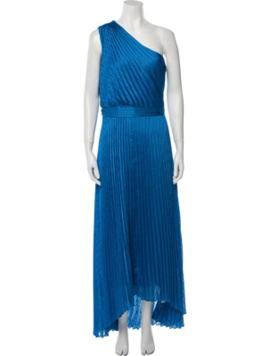 INTERMIX Luisa Pleated Satin Royal Sz 4 Midi Dress
