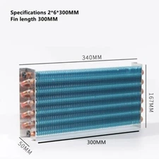 Copper Tube and Aluminum Fin Evaporator Condenser Radiator 2*6*300MM Evaporator