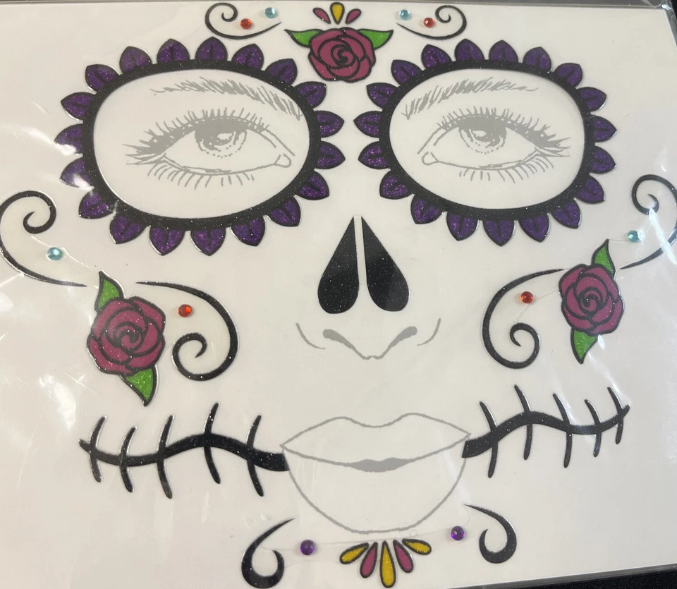 Face Art SUGAR SKULL Cosplay Costume Spirit Halloween NEW - Image 2 of 3