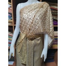 Thai Traditional Wedding Dress Cloth Skirt Top Asia Gold4Color Not include jewer