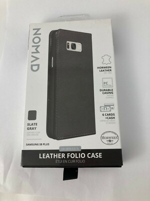 Genuine Nomad Leather Wallet Folio Case for Samsung Galaxy S8+ PLUS Slate Gray