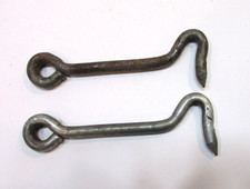 Two Primitive Old Farm Gate Barn Door Large 5" Long Vintage Steel Latch Hooks
