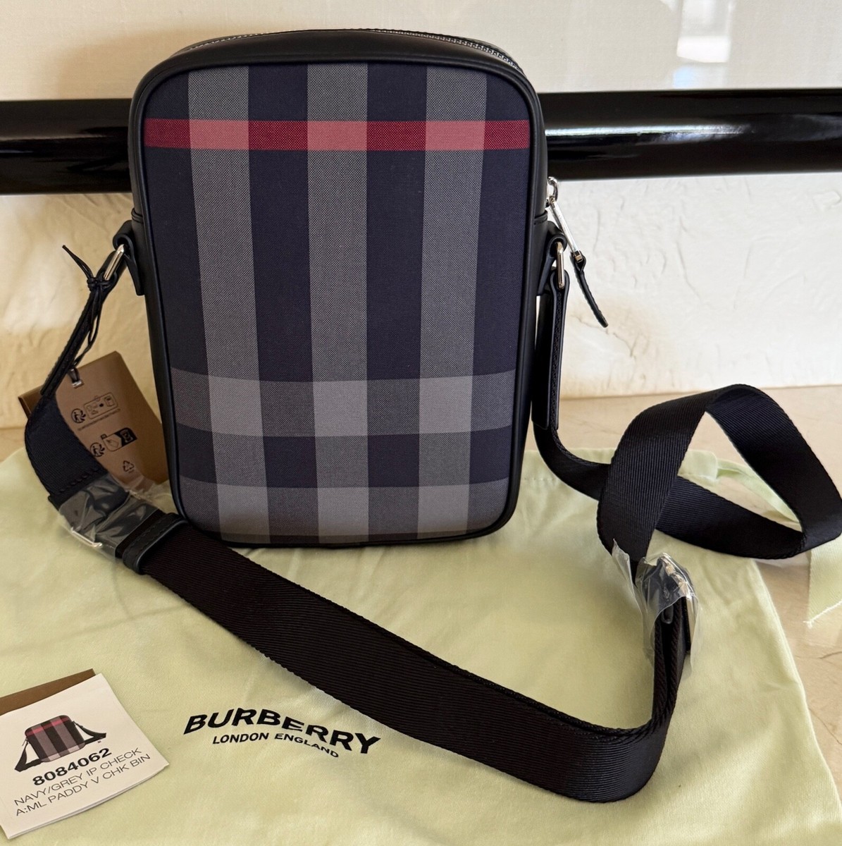 Burberry★素敵!Paddy Crossbody IP Check Bag Burberry Paddy Crossbody IP Check Bag, Navy/Red with black