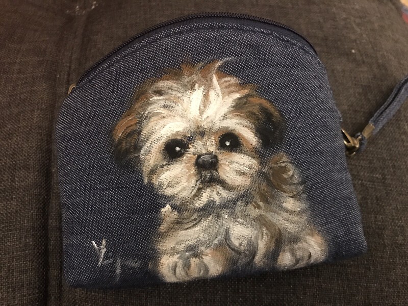 Shih Tzu Hand Painted Coin Purse  Super!