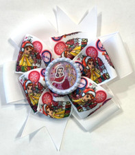 Beautiful Belle Loves Christmas inspired hair bow for girls.