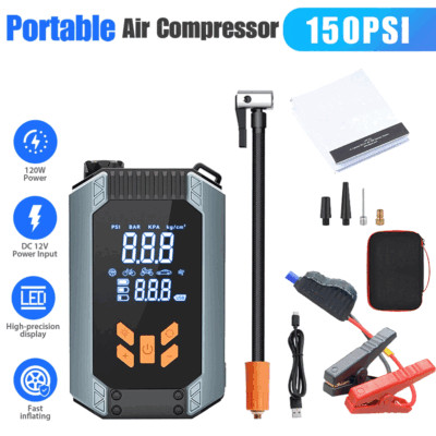 Portable Tire Inflator Car Air Pump Compressor Electric Auto 12V DC Volt 150 PSI