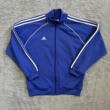 Adidas Mens Tricot Full Zip Track Jacket Blue/White Size Medium