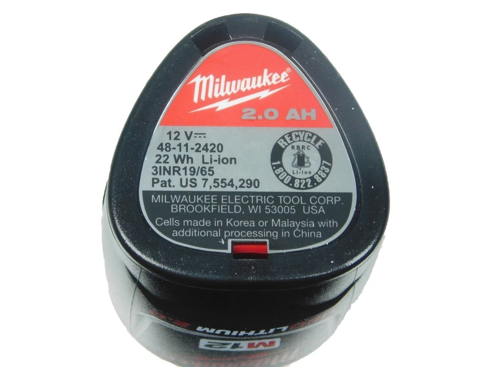 Auténticas baterías de iones de litio Milwaukee 48-11-2420 paquete de dos M12 12V 2,0 Ah Foto 4 de 4