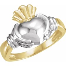 10K Yellow/White Claddagh Ring Size 7